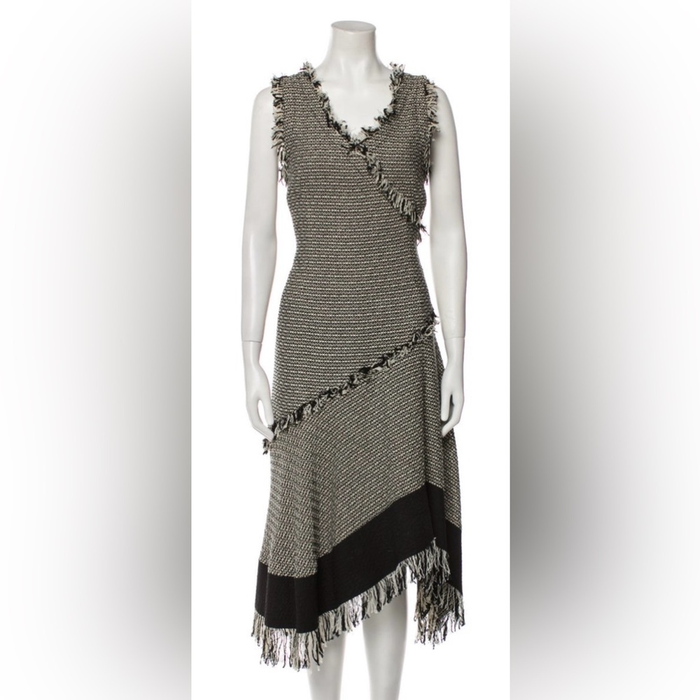 Derek Lam Black and Cream Asymmetrical Dress